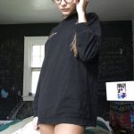 Hot nerdy teen setting her glasses straight bottomless FI