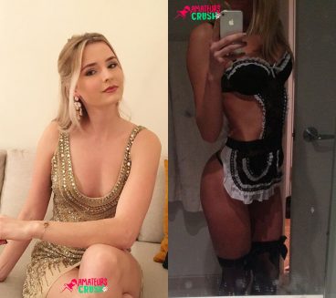 Beautiful blonde blue eyed Scandinavian women maid outfit